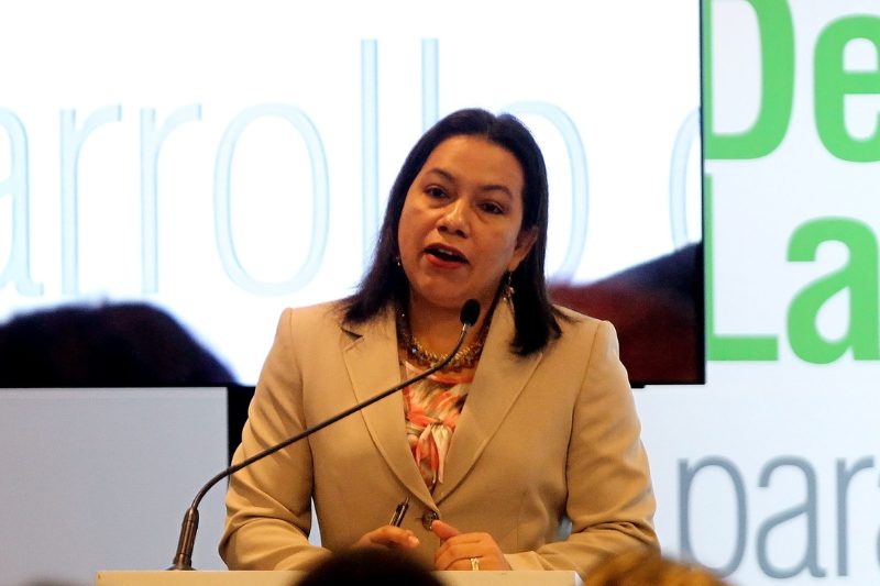 diplomática de Guyana Carolyn Rodrigues Birkett durante conferencia