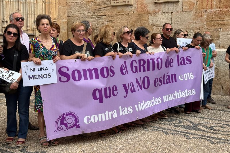 pancarta somos el grito de las que ya no están contra las violencias machistas durante minuto silencio callosa de segura